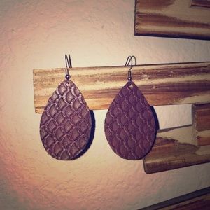 Medium Burgandy Mermaid Vinyl Tear Drop Earrings